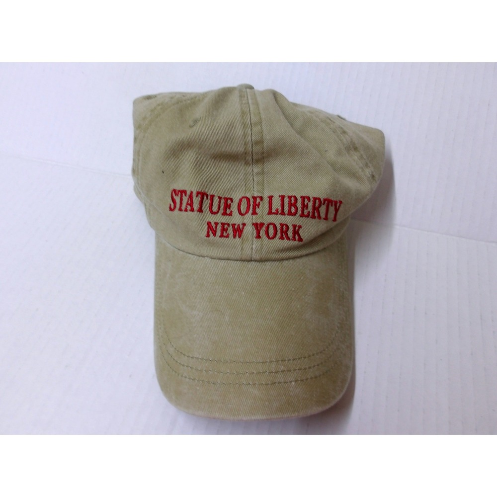 Statue‎ of Liberty New York Hat Khaki Tan Red Embroidered Dad Cap NYC /#26500